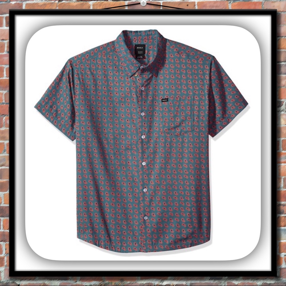 RVCA Mens Paisley Button Down Shirt